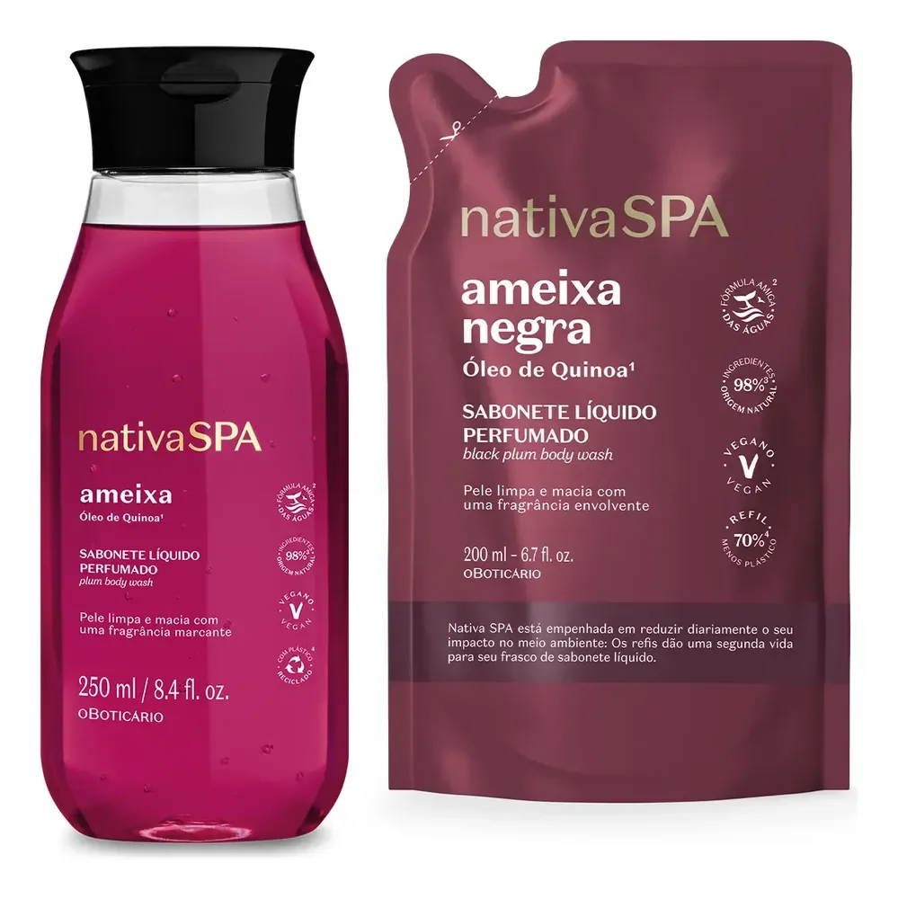 Combo Sabonete Líquido Perfumado Nativa Spa: Ameixa 250ml +