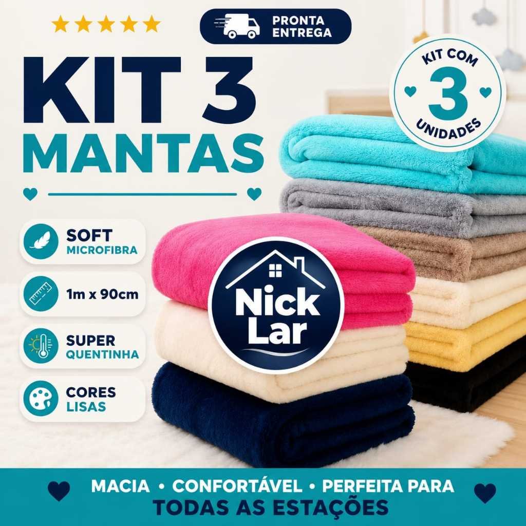 Kit 03 Manta Cobertor para Cachorro Gato Pet Mantinha 100x90cm Peluciada Lavável Microfibra