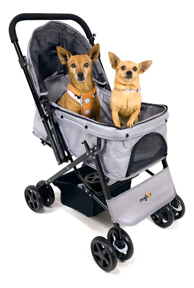 Carrinho Passeio Pet Animal Estimação Médio Porte Até 20kg Cinza