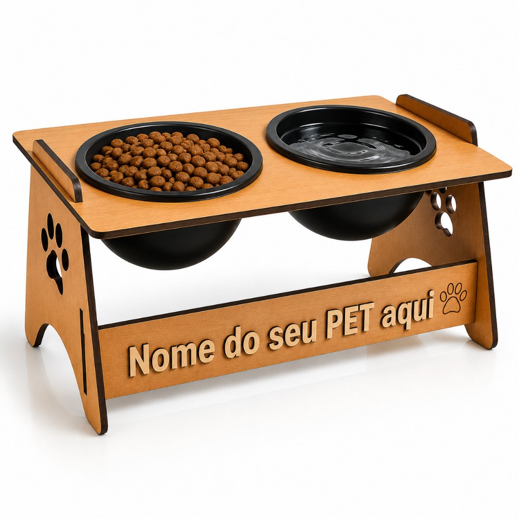Comedouro Tigelas Bebedouro Elevado Em MDF Suspenso Para Pets Gato Cachorro Para Agua e Ração