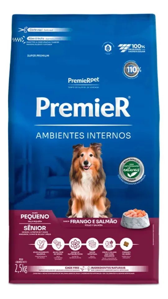 Ração Seca Premier Super Premium Sênior Cães Pequenos Frango/Salmão 2.5kg