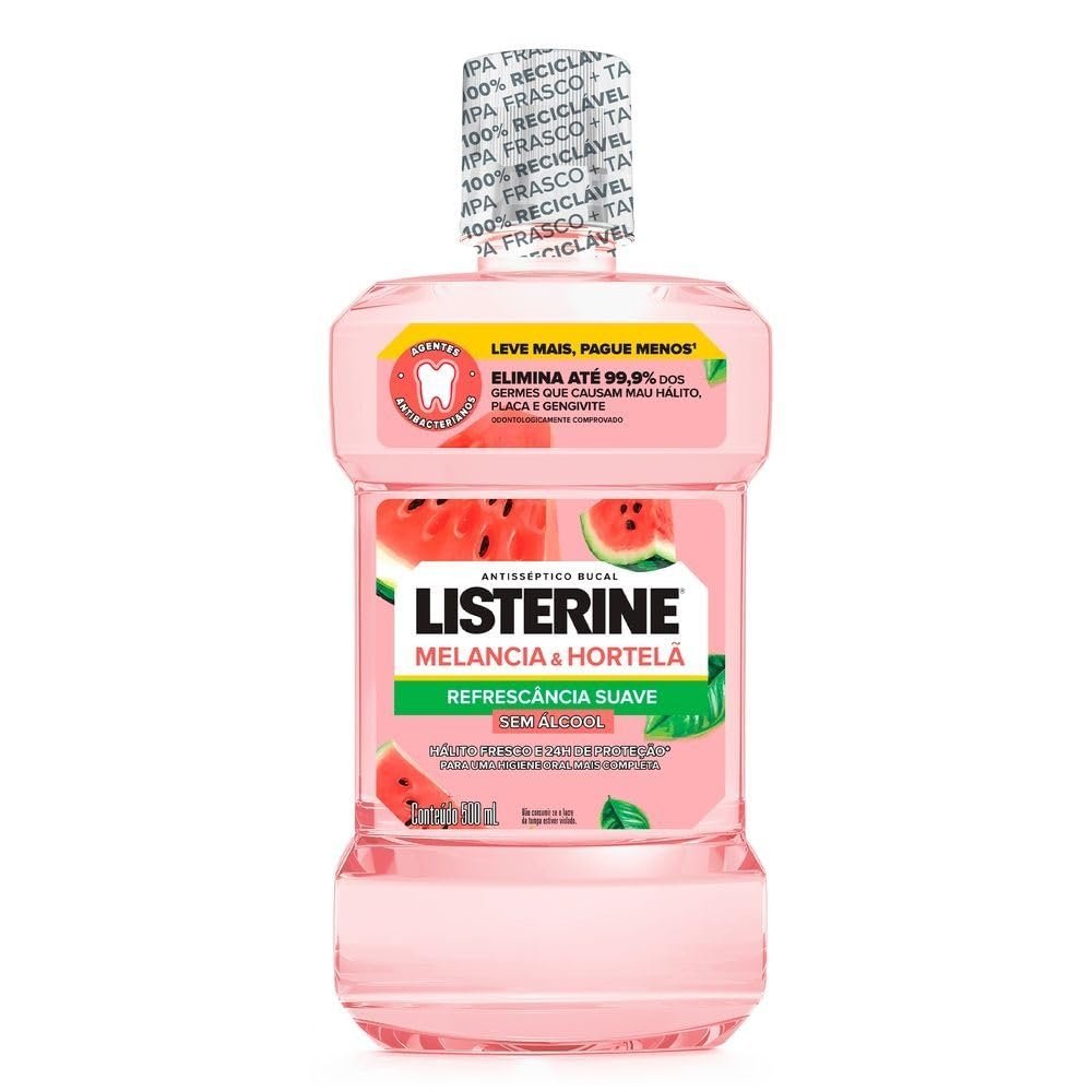 LISTERINE® Melancia & Hortelã Enxaguante Bucal Sem Álcool, 500mL