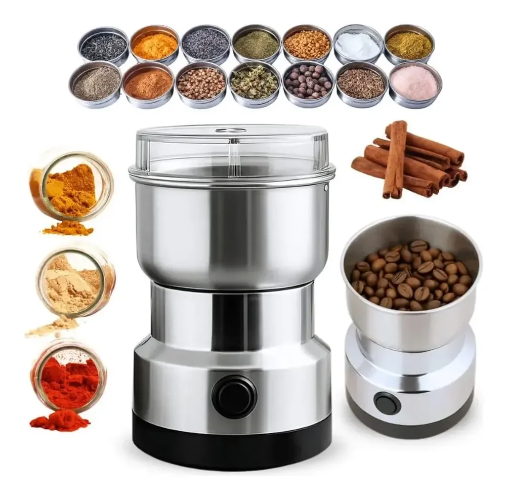 Moedor De Café Elétrico Multifuncional Inox Grãos Temperos 110v Prata