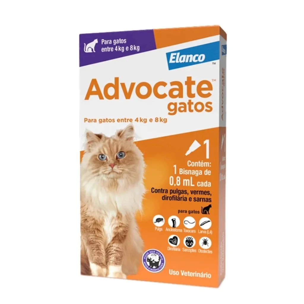 Advocate Elanco 0,8 mL para Gatos de 4 a 8 Kg - 1 Bisnaga