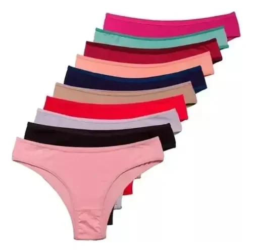 Kit 10 Calcinha Microfibra Feminina Calcinhas Algodão Tanga Lisas E Estampadas M