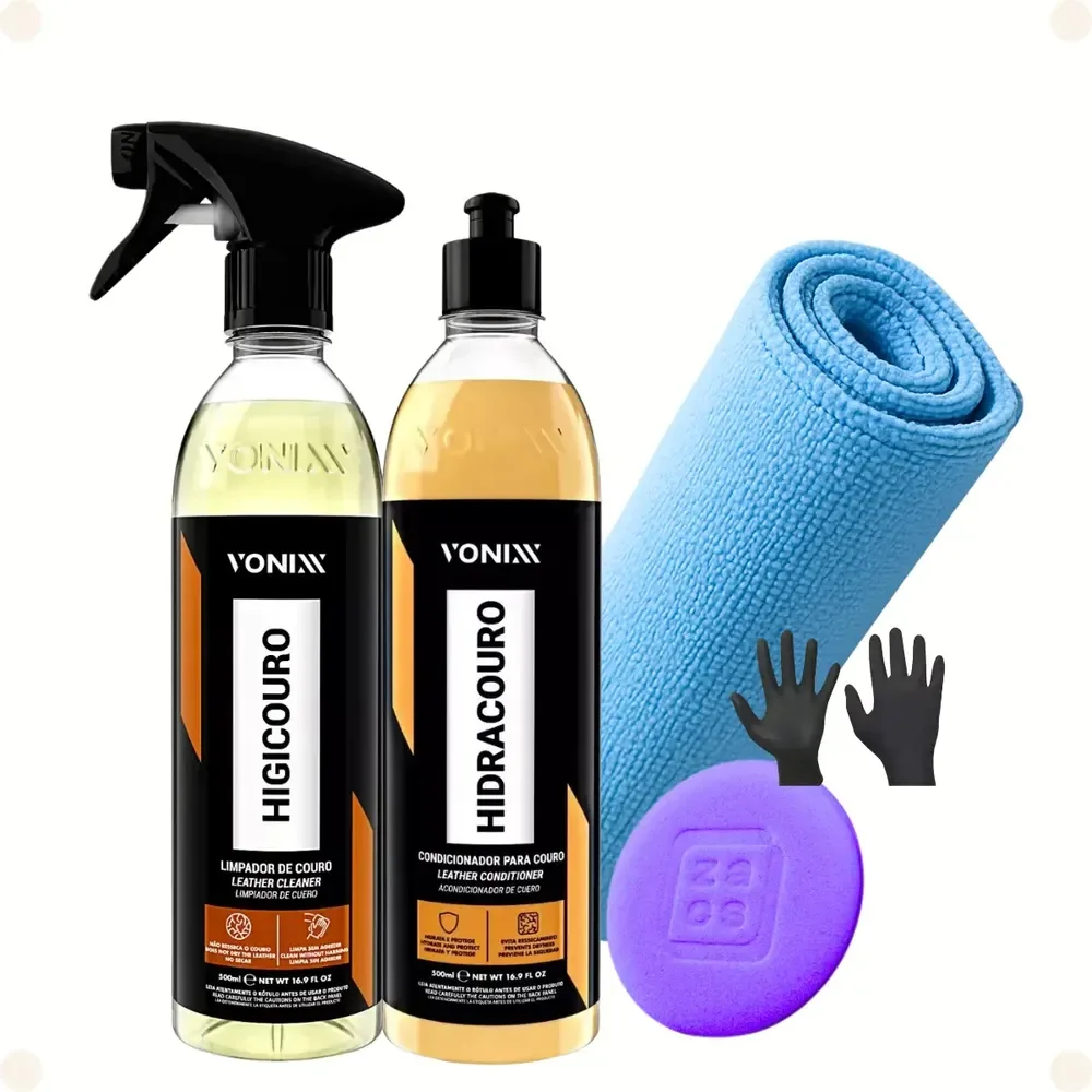 Kit Limpa E Hidrata Couro Banco Automotivo Hidratar  Vonixx