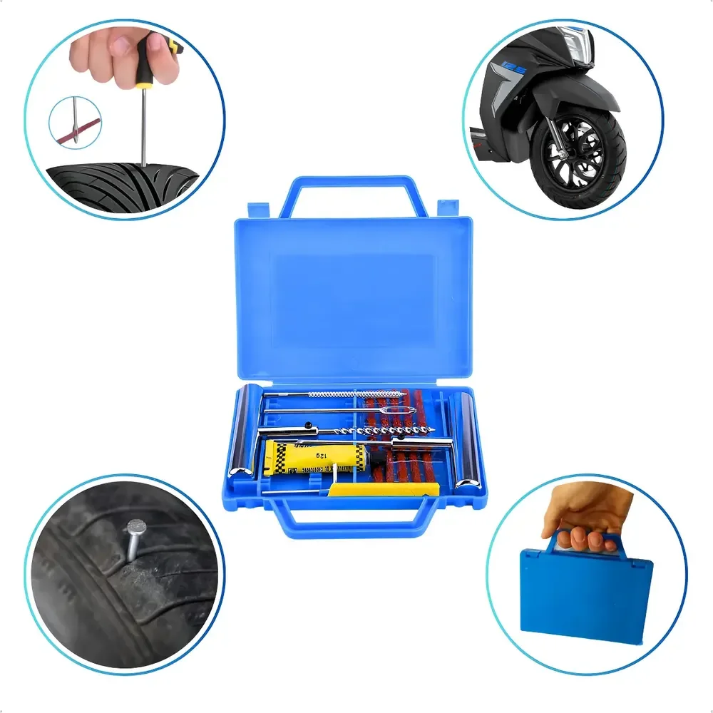 Kit Remendo Metal Reparo Macarrão Pneu Carro Moto C/ Maleta