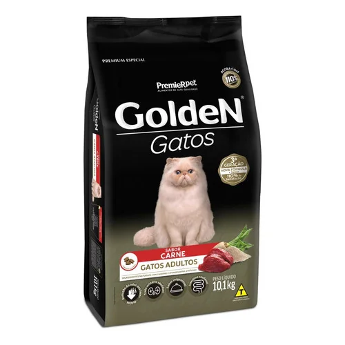 Ração Golden Gatos Adultos Alimento Seco Sabor Carne 10.1kg Premium Especial Felino Cat Premier
