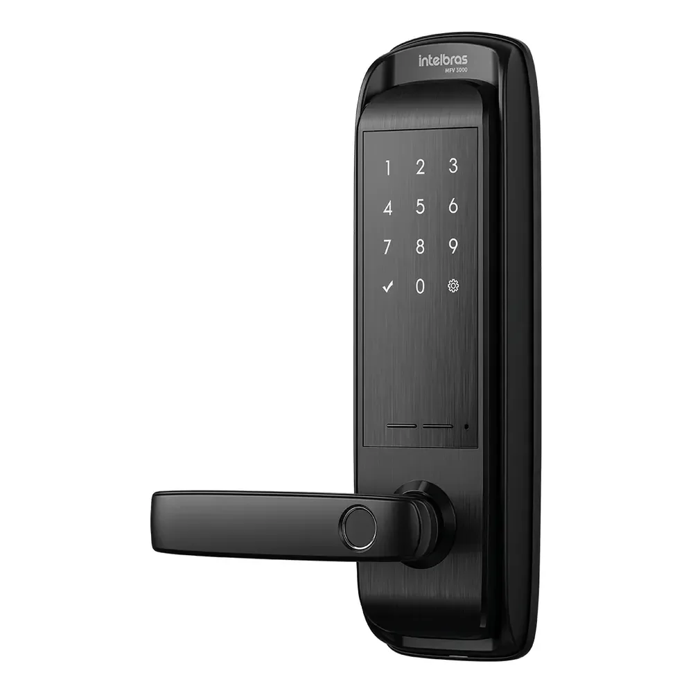 Fechadura Smart Inteligente De Embutir Com Maçaneta Mfv 3000 Preta Intelbras Cor Preto
