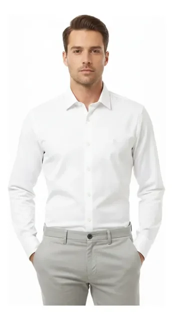 Camisa Masculina Slim Fit Premium Polo Wear Branco