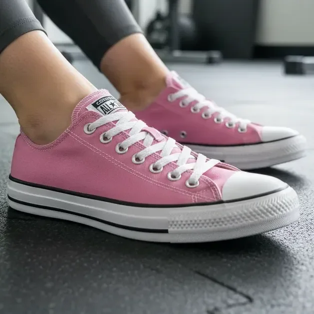 Tênis Chuck Taylor Cano Curto Tecido All Star Rosa Fosco Branco Branco Liso 43 Br