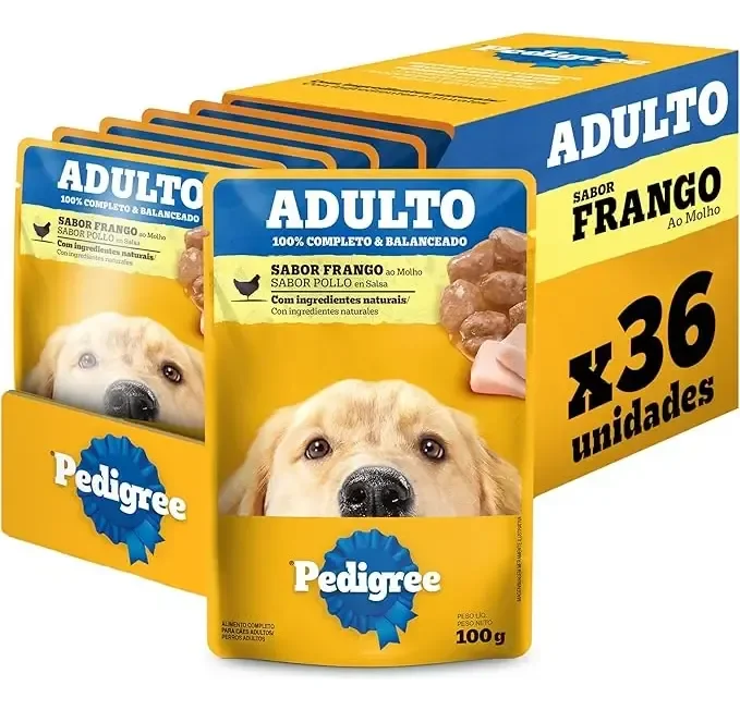 Pack Ração Úmida Pedigree Sachê Frango/ Molho 100g - 36 Und