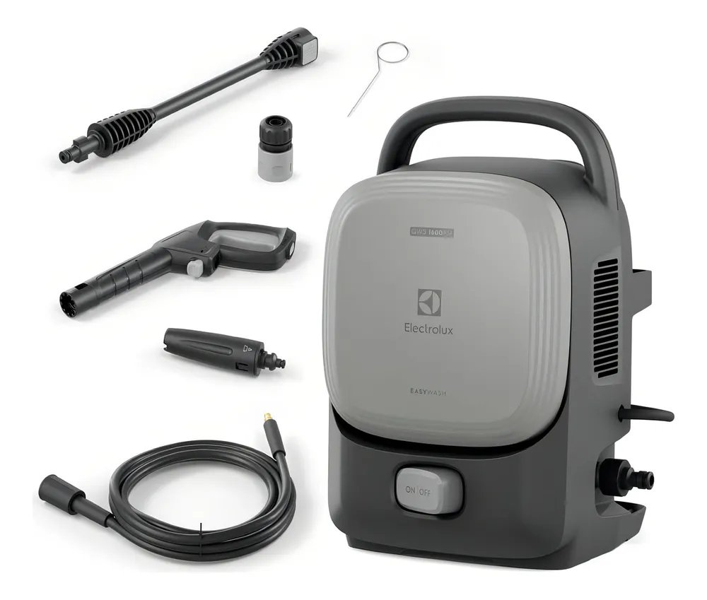 Lavadora De Alta Pressão Electrolux 1600psi 1400w De Potência Com Engate Rápido Easywash Lava Jato Lava Car Qws1600 Cinza