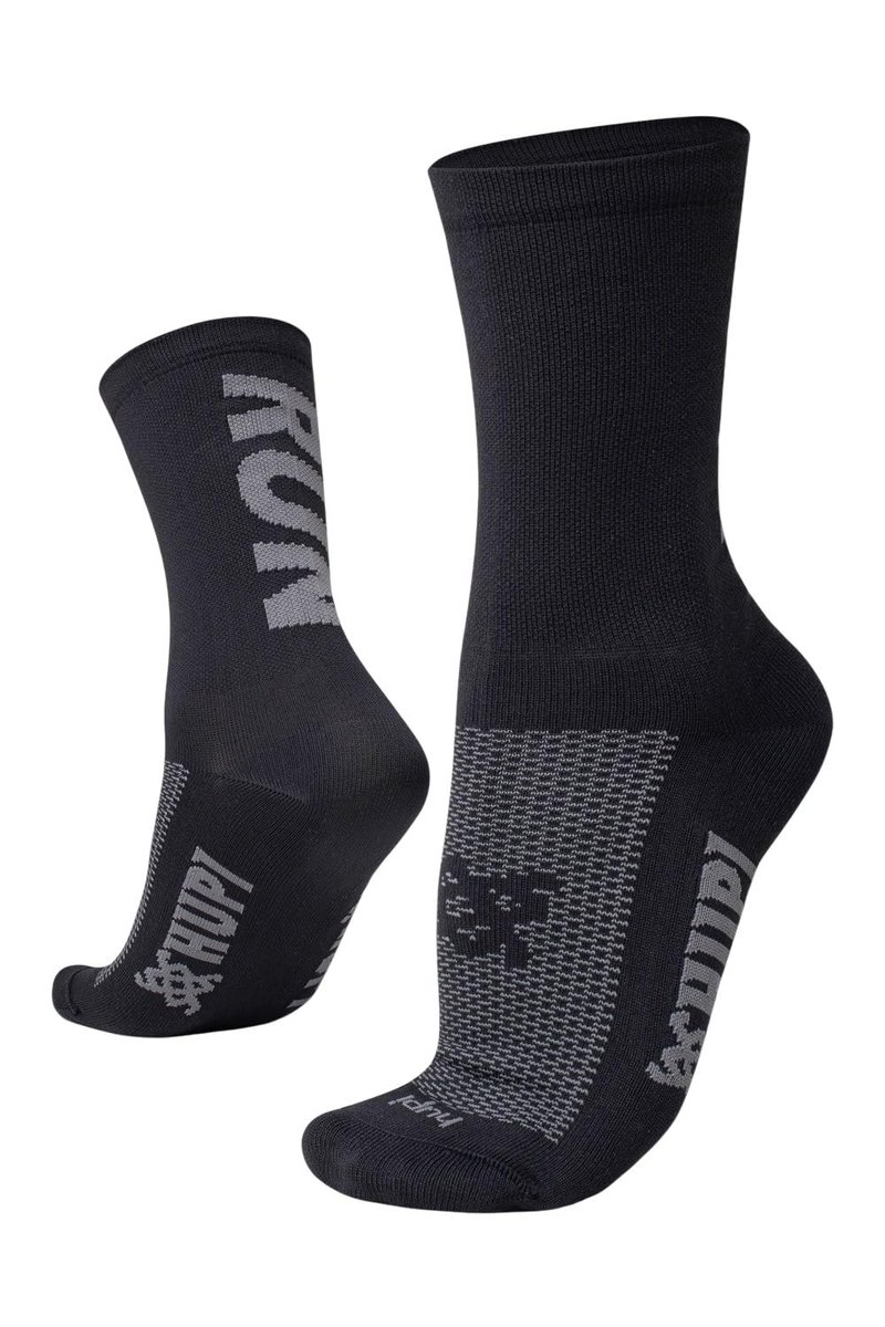 Meia para Corrida HUPI Run Preto/Cinza 1 Par Cano Médio, Cor: Preto/Cinza, Tamanho 36-42