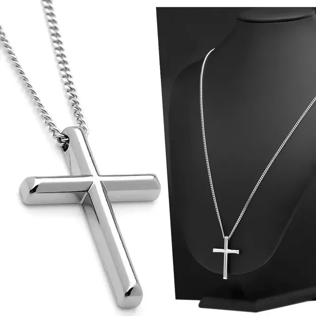 Corrente Cordão Masculino Pingente Crucifixo J-1081 Aço Inox