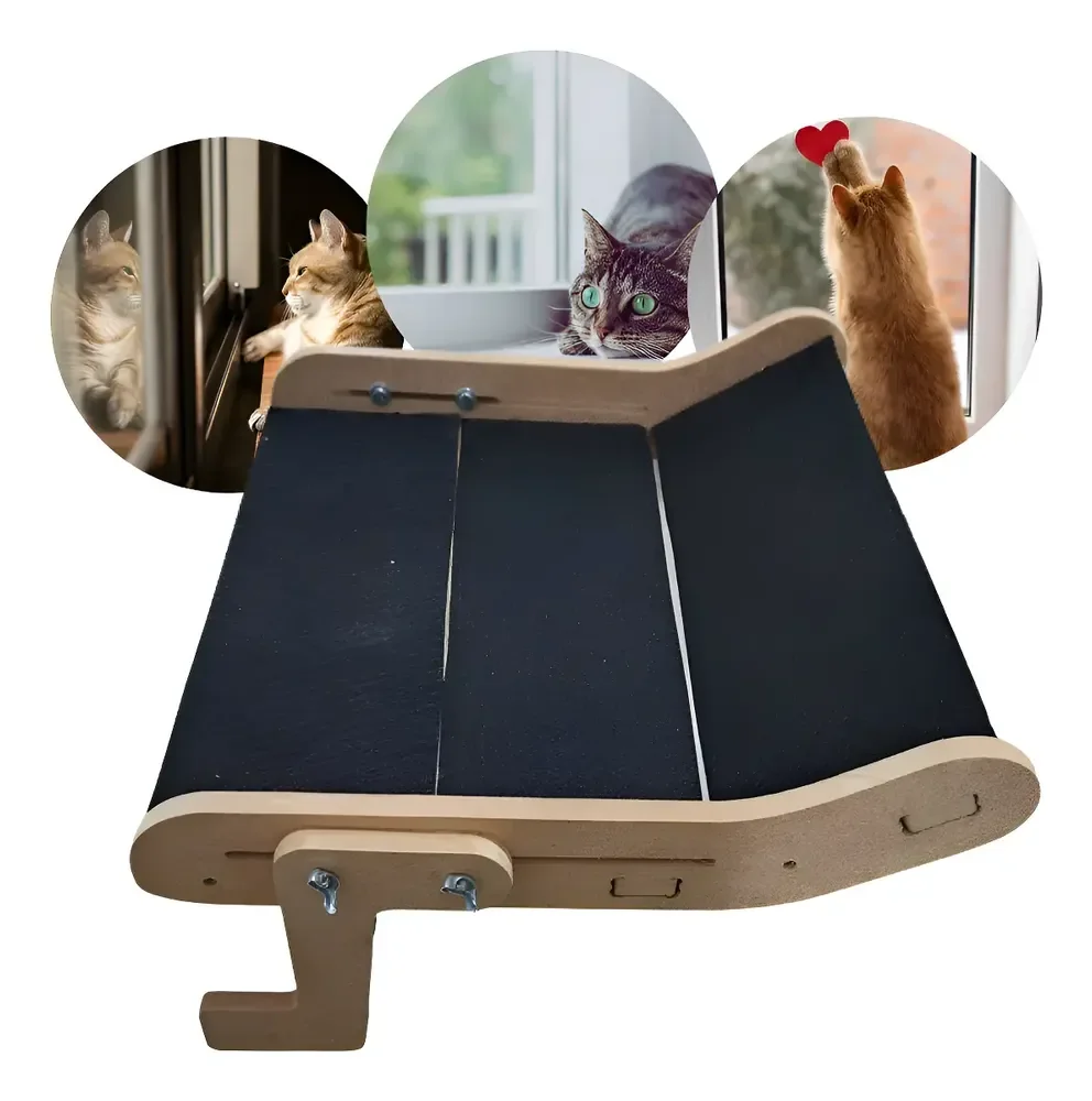 Janeleira Cama Gatos Suporte Para Janela Varanda Até 25kg Preto Suporte Para Janela/varanda