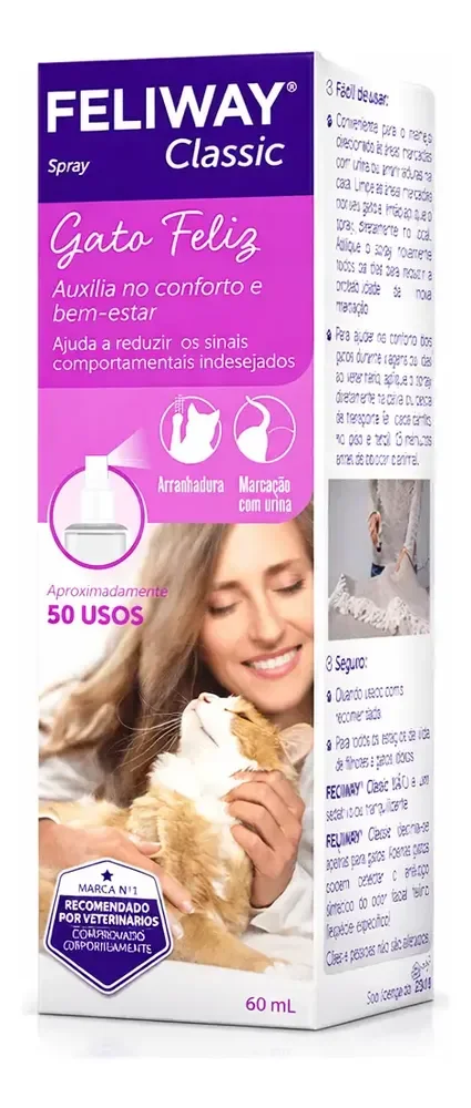 Feliway Classic Spray Ceva 60 Ml Gato Feliz