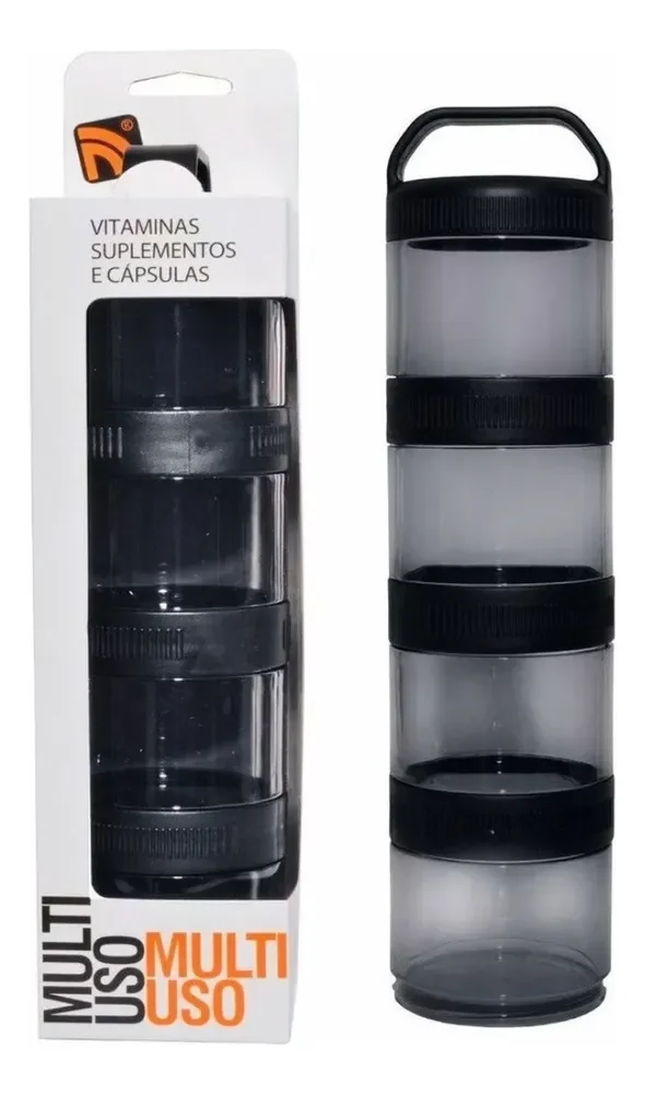Porta Suplementos Fitness Prottector 4 Divisões 100ml Hermético BPA Free