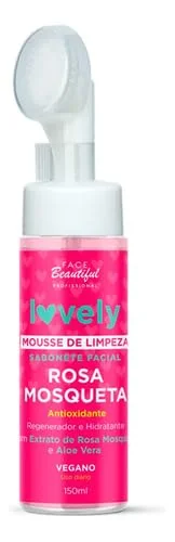 Sabonete Facial Mousse Espuma de Limpeza Rosa Mosqueta Face Beautiful Vegano 150ml