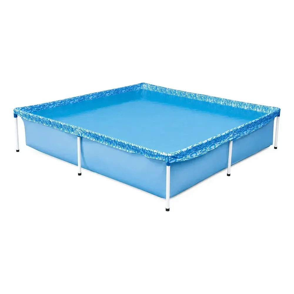 Piscina Infantil Quadrada Estrutural Pvc 1500 Litros Mor Azul