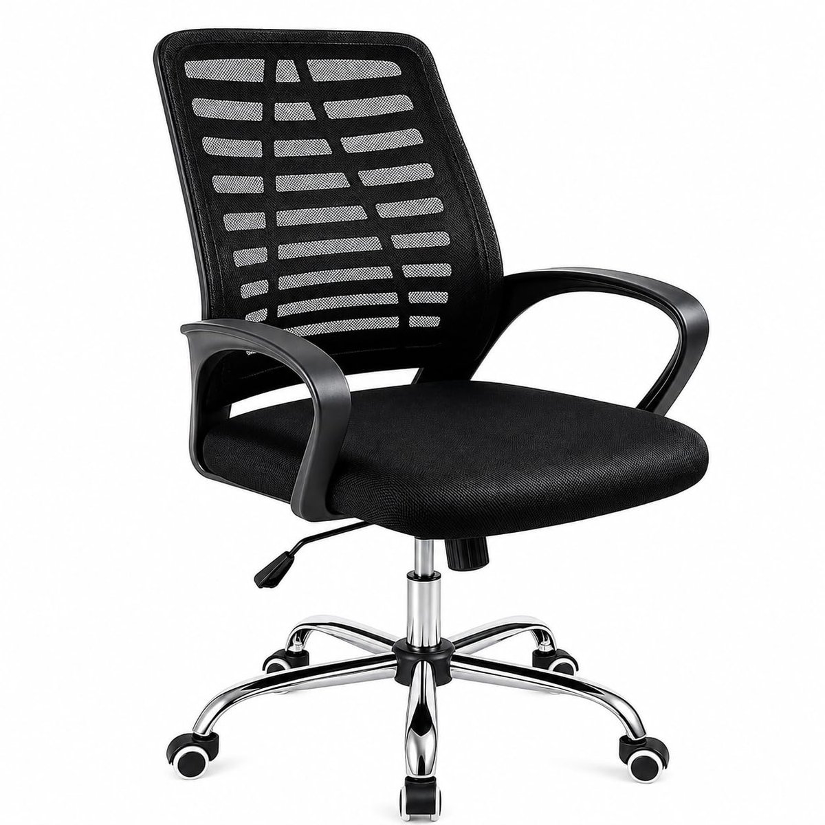 Cadeira de Escritório Ergonômica Mesh Giratória Base Cromada com Regulagem Altura Home Office