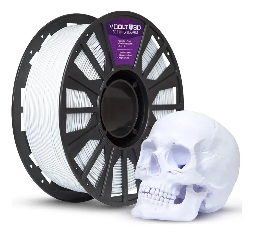 Voolt 3d Filamento Pla Velvet Premium High Speed 1kg 1,75mm Cor Pla Branco Velvet