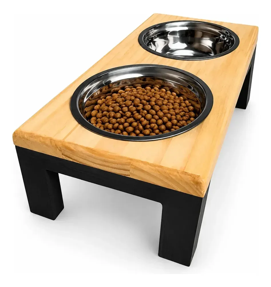 Comedouro Alto Duplo Para Cachorros E Gatos - Tamanho P