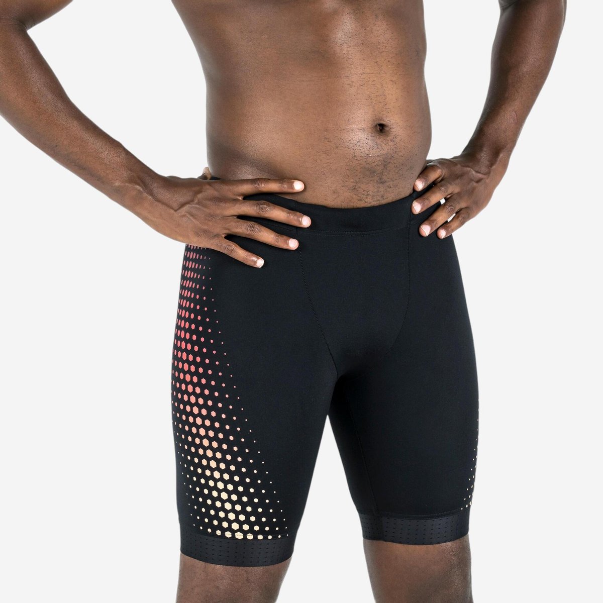 Bermuda Jammer Masculina de Natação Fiti 500 Estampado Nabaiji Preta