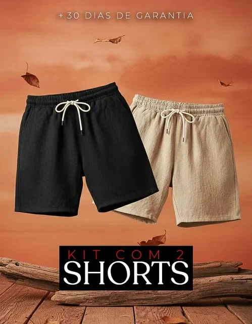Kit 2 Shorts Linho Masculino Bermuda Mauricinho Premium