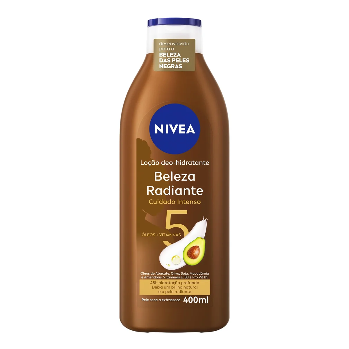 NIVEA Hidratante Desodorante Beleza Radiante Cuidado Intenso 400ml - Desenvolvido especialmente para a beleza da pele negra, ajuda na reparação das áreas ressecadas