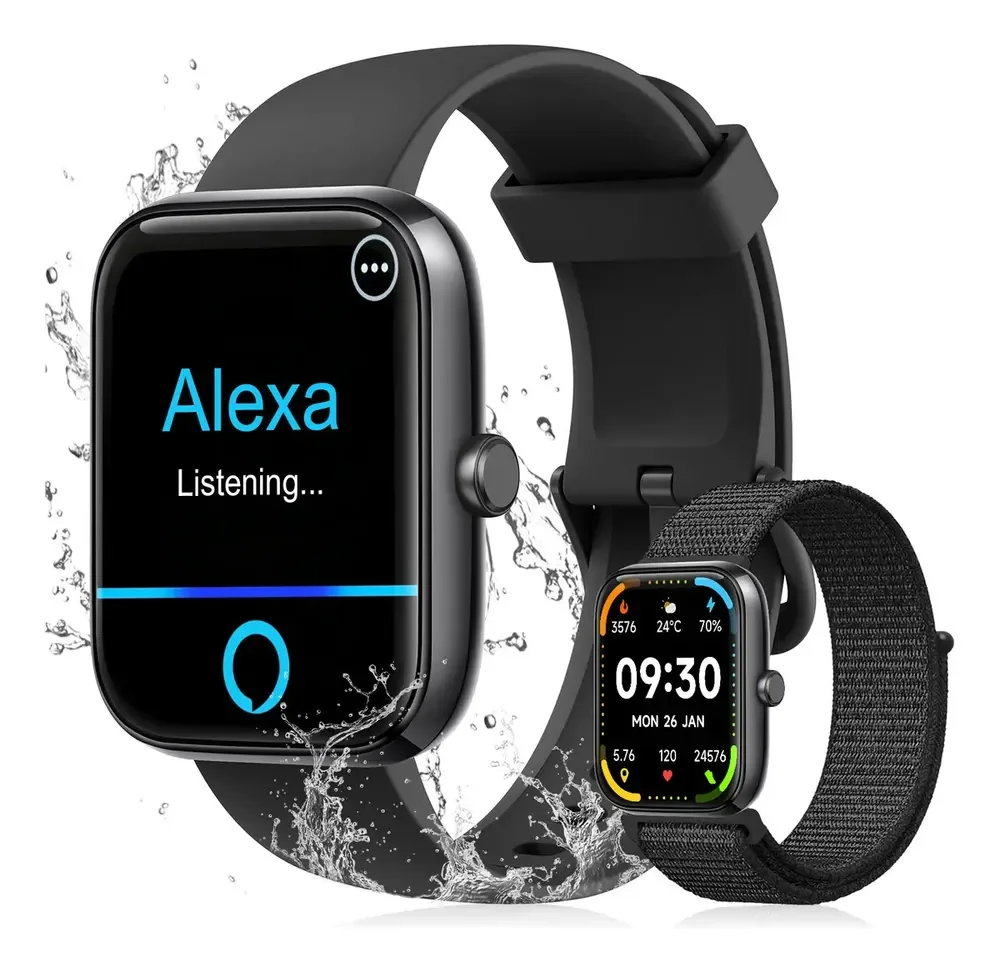 Relógio Inteligente Smartwatch Alexa Chamadas NOVANTE Masculino Feminino Esportivo Ip68 Bluetooth Notificações Instantâneas Tela Hd 1.83 300mAh 10Dias Monitor Cardíaco Spo2 Sono Ecg Pagamento Offline