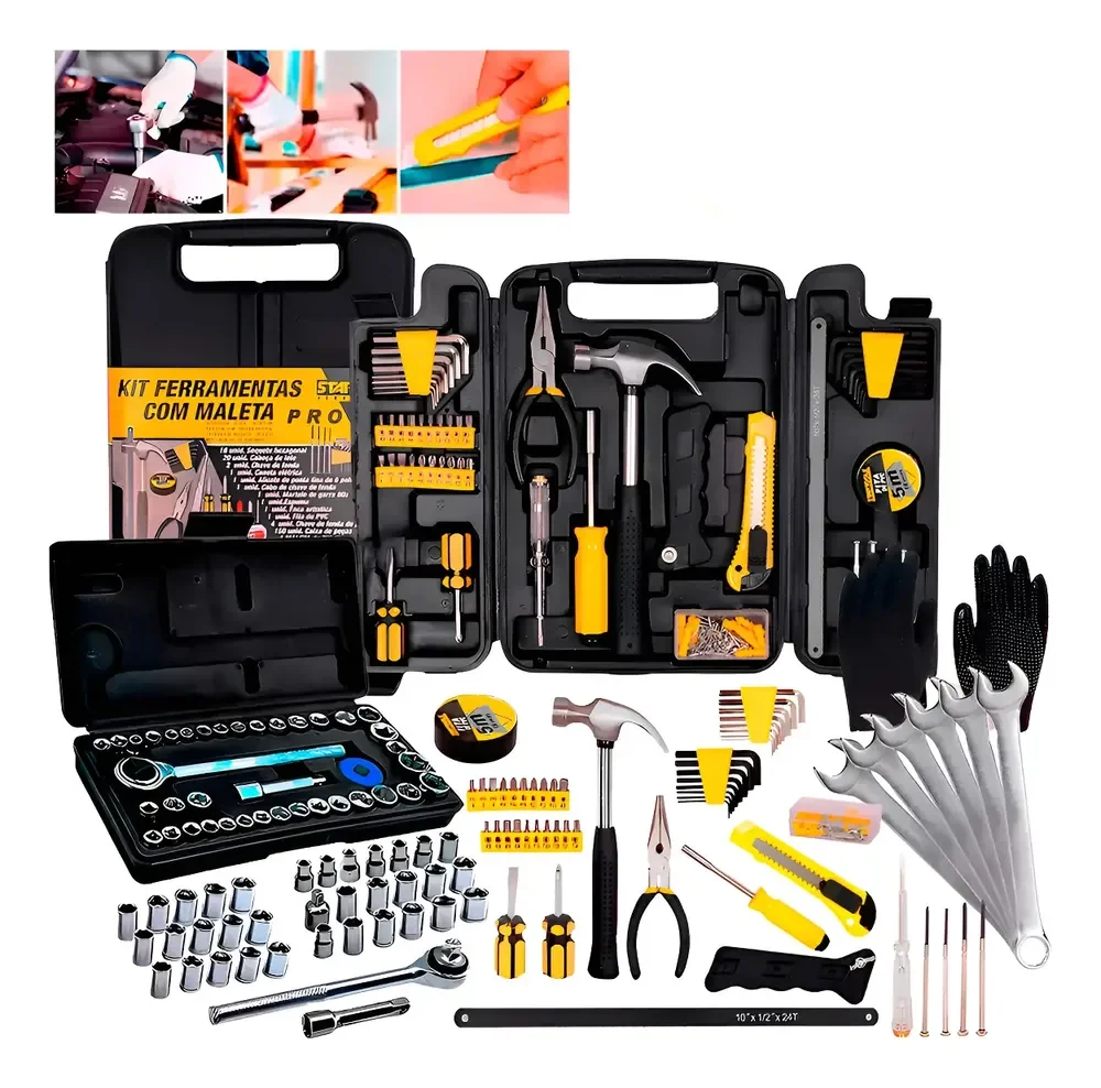 Kit Jogo Ferramentas 248 Peças Maleta Serviço Gerais