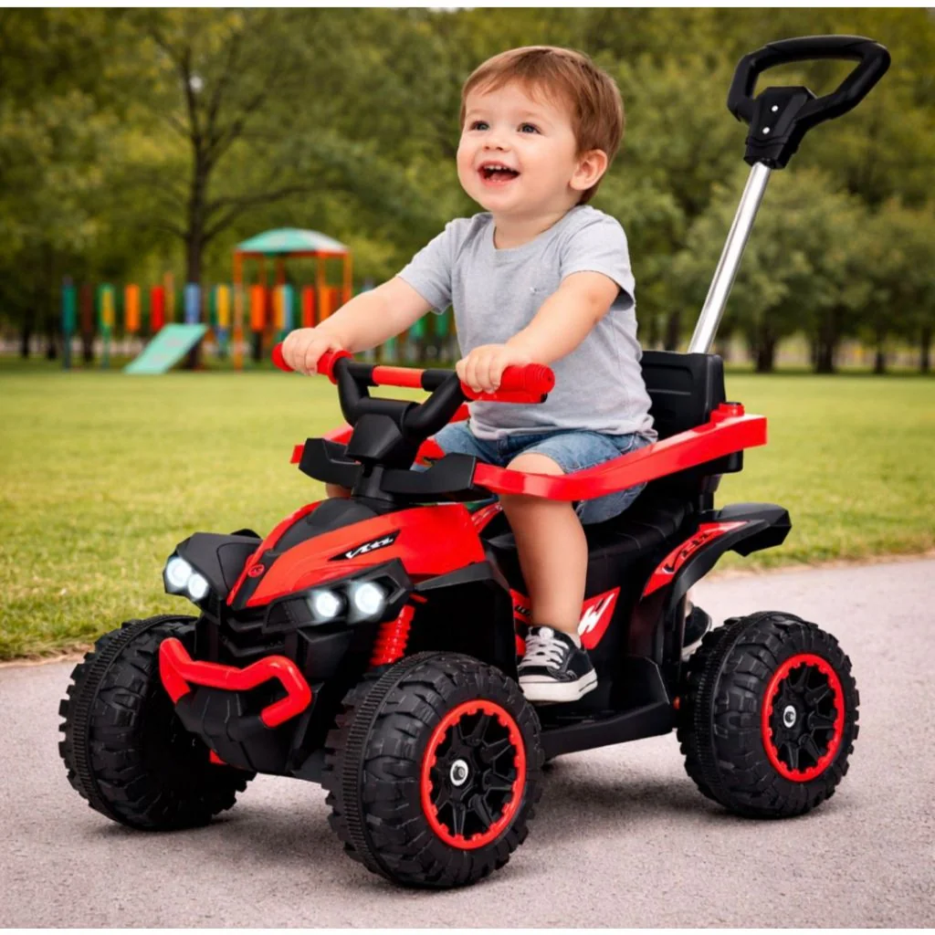Carrinho Quadriciclo Passeio Eletrico Maral Infantil com Haste Direcionável Som Luz e Bateria 6v