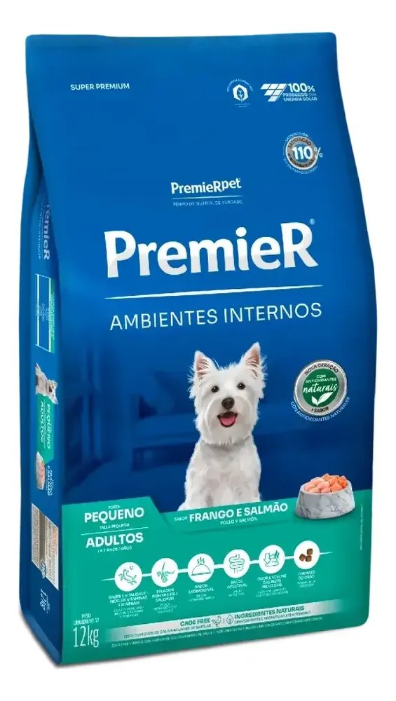 Raçao Premier Ambientes Internos Cães Adultos Pequenos 12 Kg