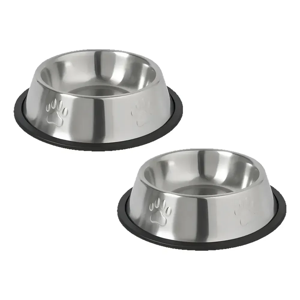 Kit 2 Tigela Inox G Bebedouro Comedouro Cachorro Grande Inox Grande Potinho 800ml