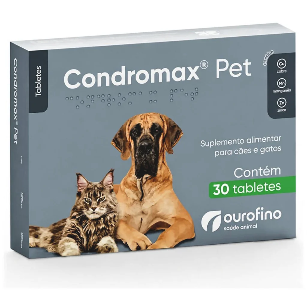 Condromax Pet Ourofino 30 Comprimidos Suplemento Condroprotetor Para Cachorro Gato Articulações
