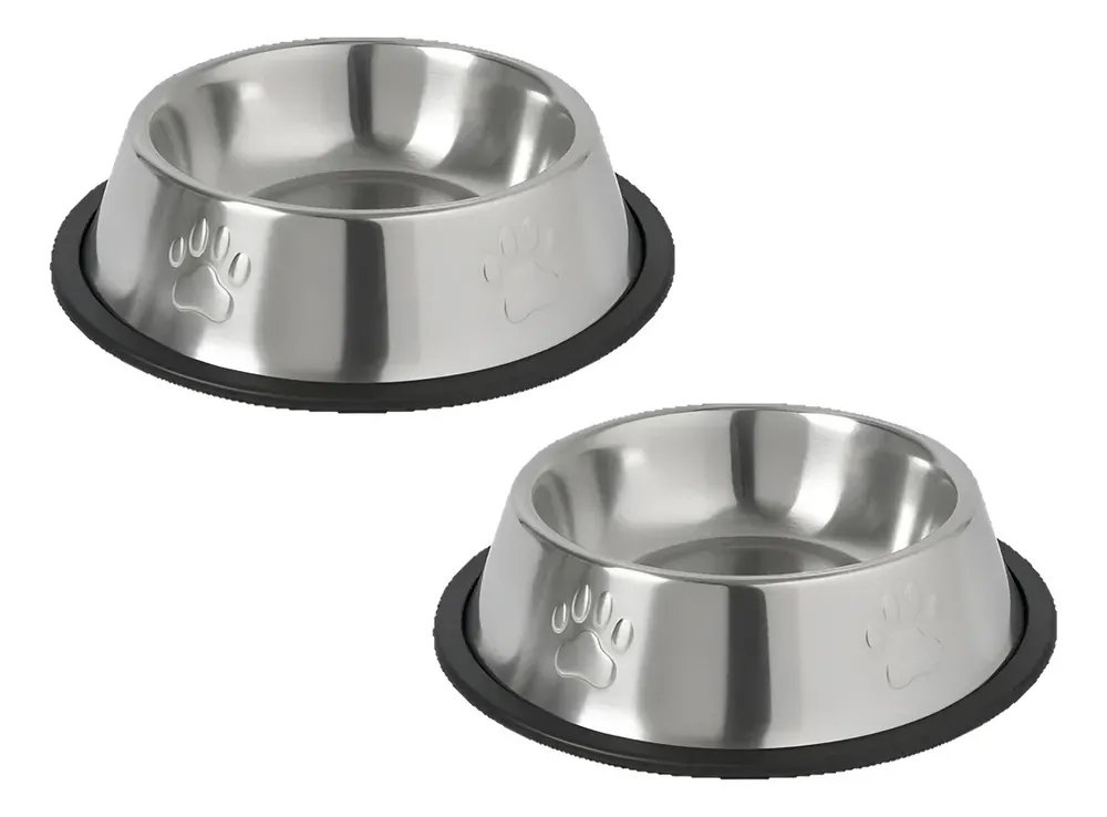 Kit 2 Tigelas Inox M Bebeouro Comedouro cachorro Potinho 500ml