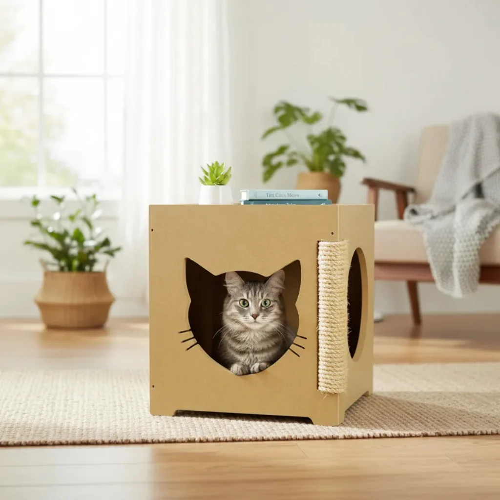 Casa de Gato com Arranhador Resistente Montado Toca para Gato Casinha de Gato Cama Gato Nicho
