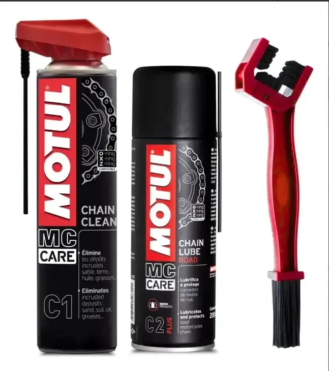 Kit Lubrificante Corrente Motul C1 + C2 Plus Chain + Escova
