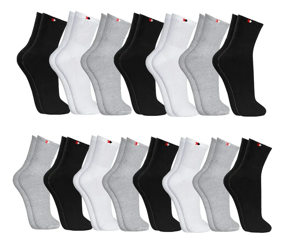 Kit 15 Pares Meias Sport Algodão Cano Médio Sandrini Confort Sortidos 39-43