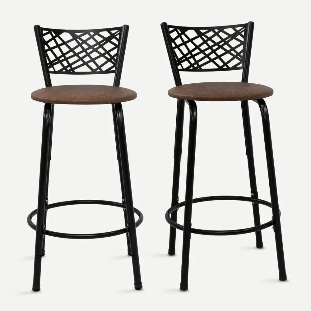 Kit 2 Banquetas 60cm Balcão Ilha Bistrô Cozinha Gourmet Bar Estrutura Preta Assento: Marrom Claro