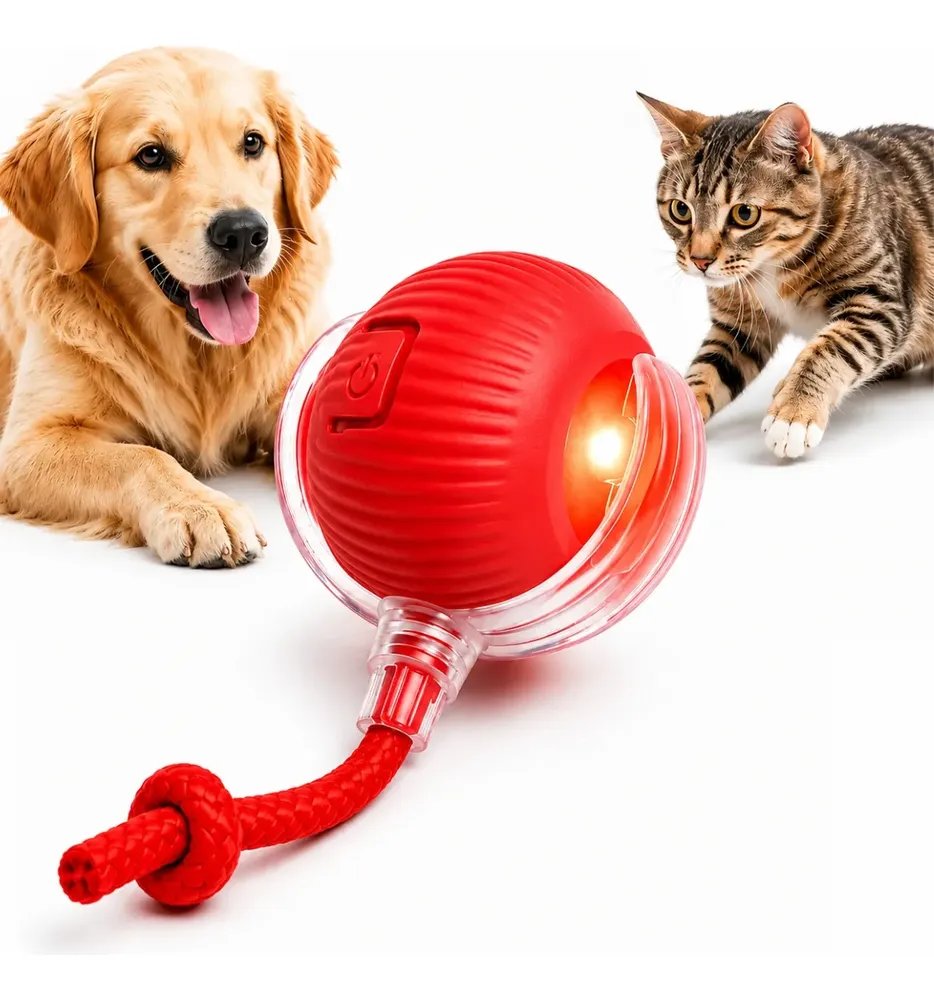 Bola Inteligente Pet Brinquedo Interativo Gatos Cachorro Vermelho