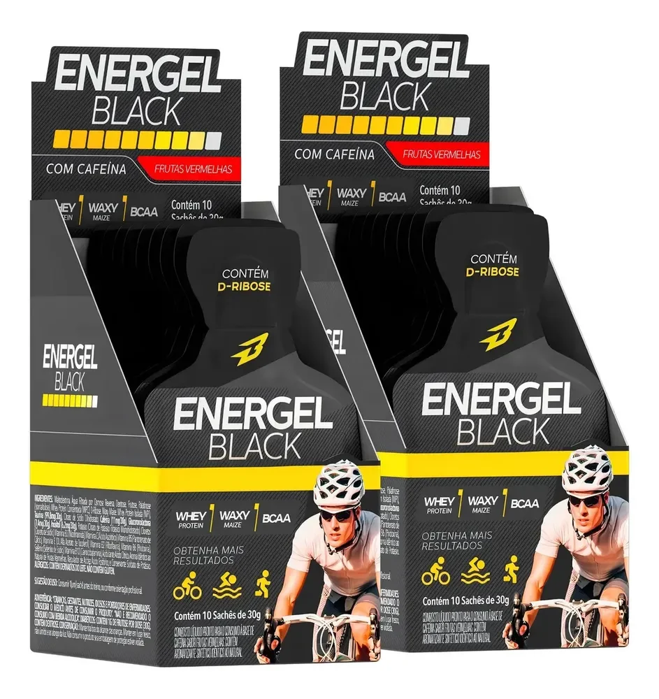 Energel Black 20 Saches - Bodyaction Palatinose Waxy Maize Sabor 2x Frutas Vermelhas