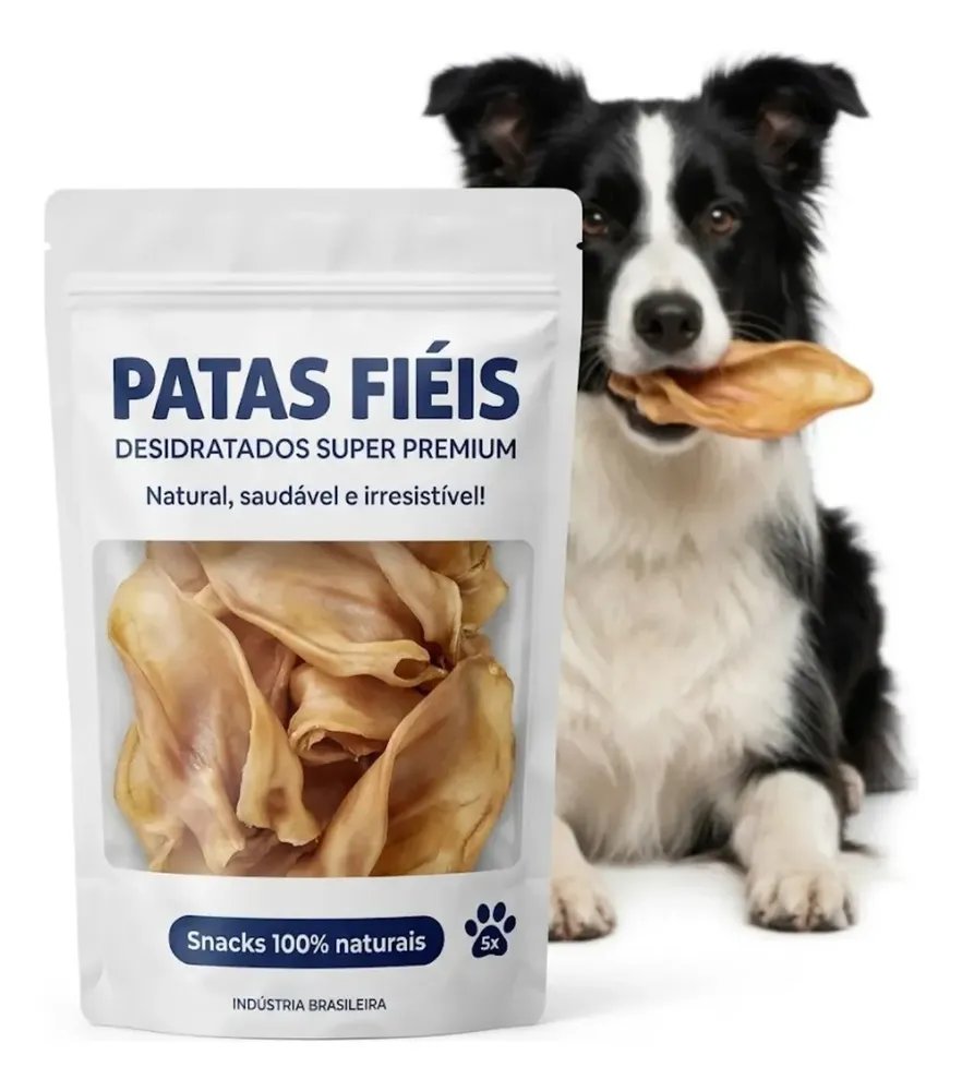 Kit Mordedor Natural Caes Orelha Suína 10 - Patas Fiéis
