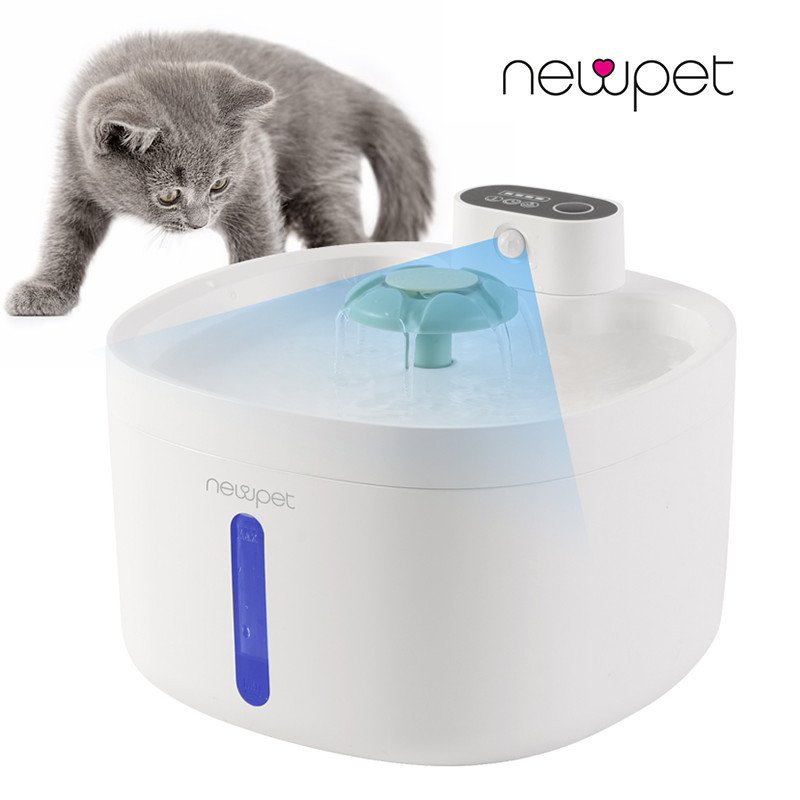Newpet Bebedouro Fonte de Água Elevado Automático Com Filtro 3 Estágios Para Pet Cachorro Gato com Sensor e Filtro 2.6L