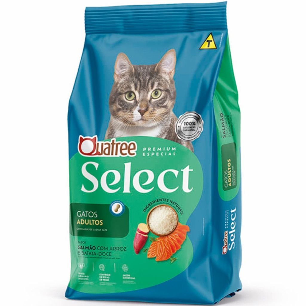 Ração Quatree Select Gatos Adultos Sabor Salmão e Arroz 10kg