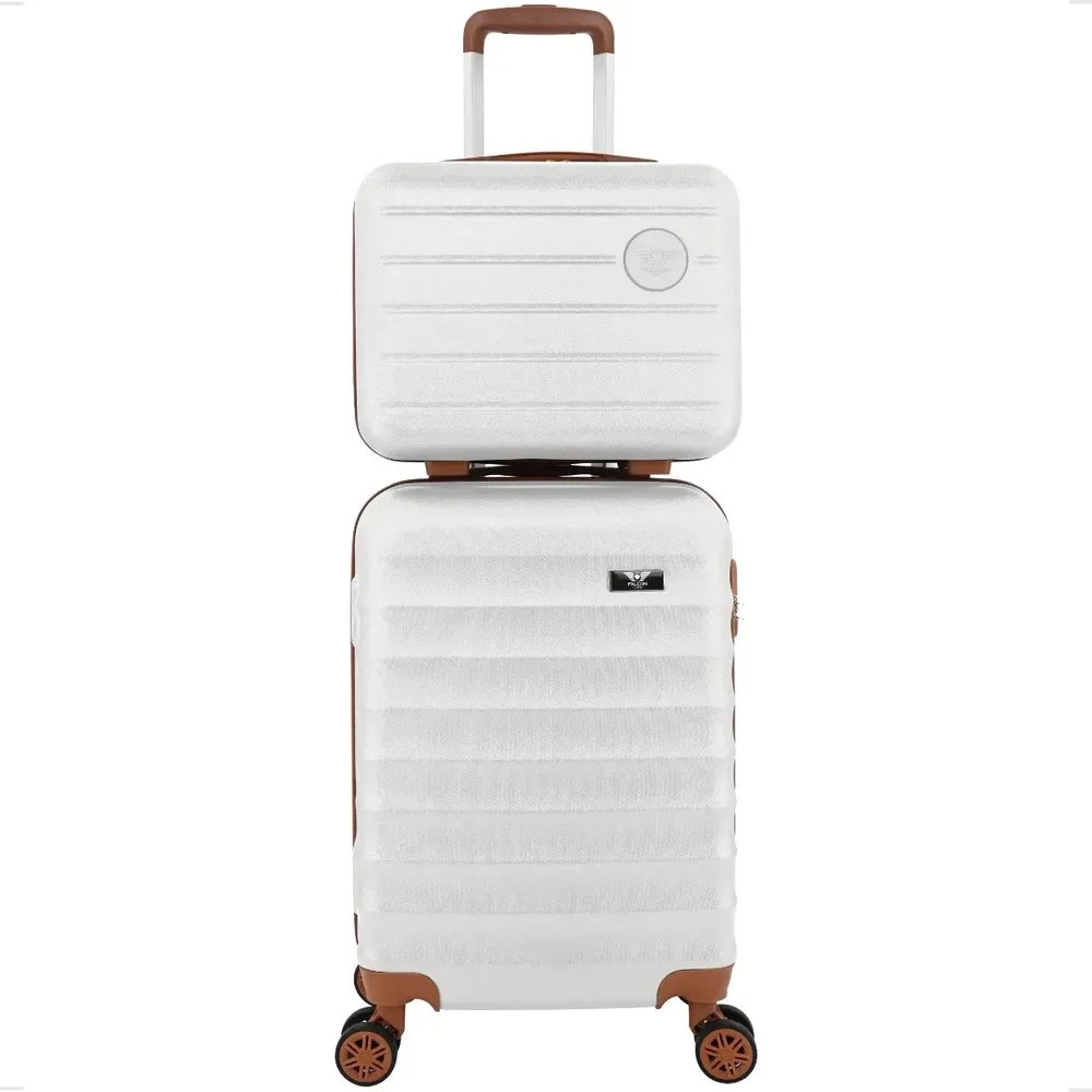 Kit Mala De Viagem Bordo Mão Pequena 10kg Abs Cadeado 360 Cor Branco