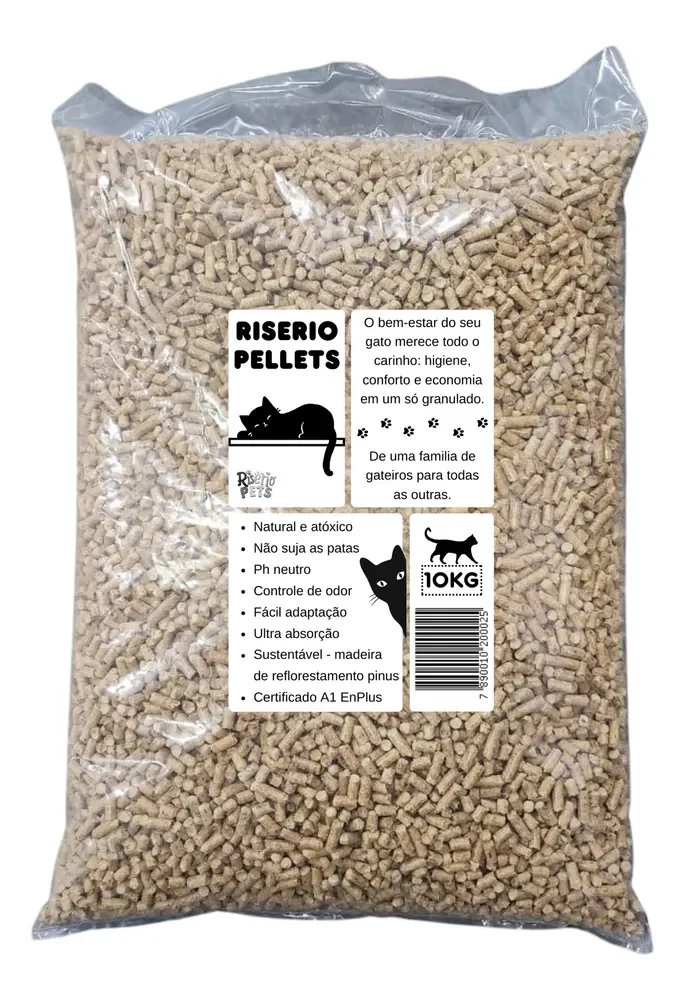 Areia Granulado De Madeira Premium Certificada 10kg Gatos