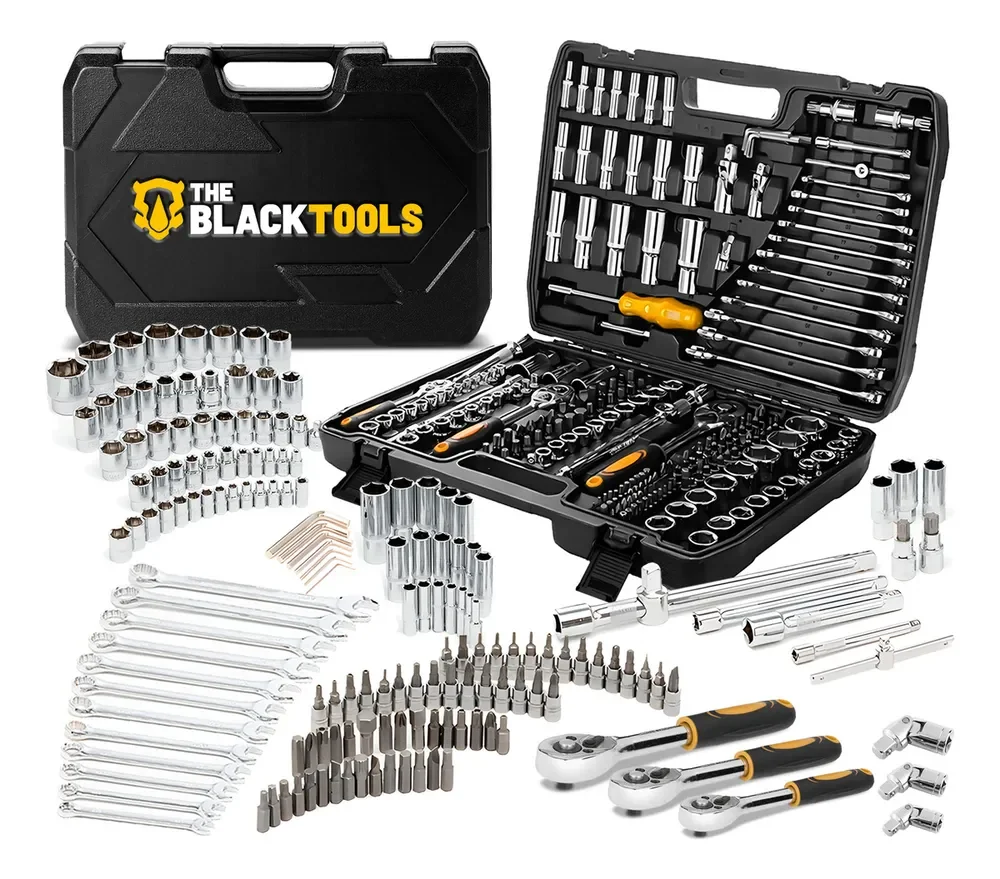 Jogo Soquetes Catracas Ferramentas Kit Chave 216 Peças Completa Oficina Master Maleta Tkf216 The Black Tools