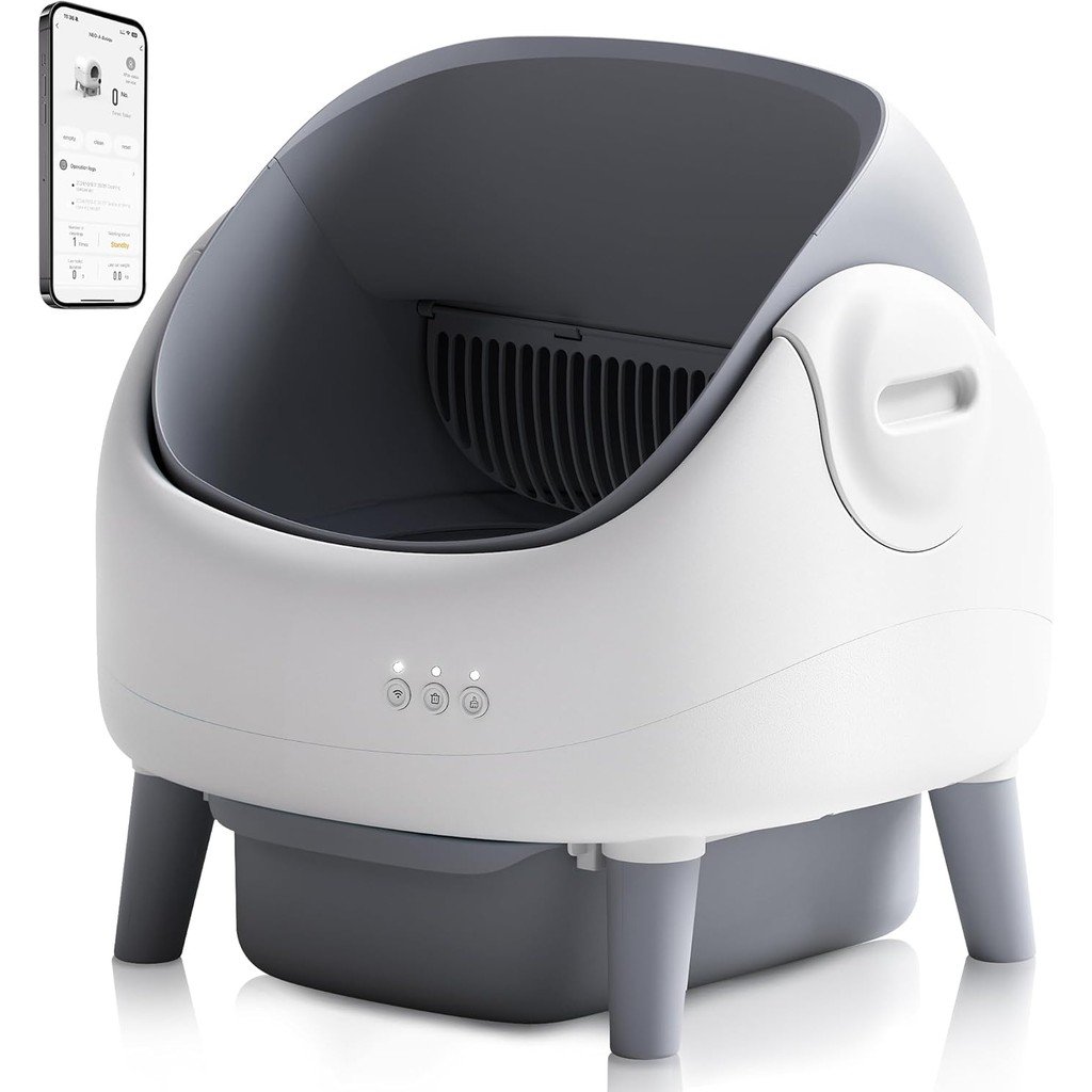 Newpet Caixa de Areia Autolimpante com Tampa Aberta Caixa de Areia Automática para Gatos para Vários Gatos com app